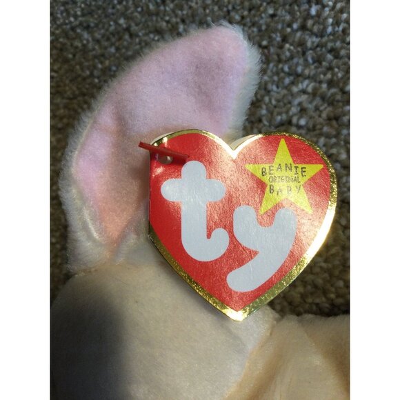 VINTAGE * TY BeanieBaby Plush - 1998 NIBBLER Bunny Rabbit - Picture 3 of 10